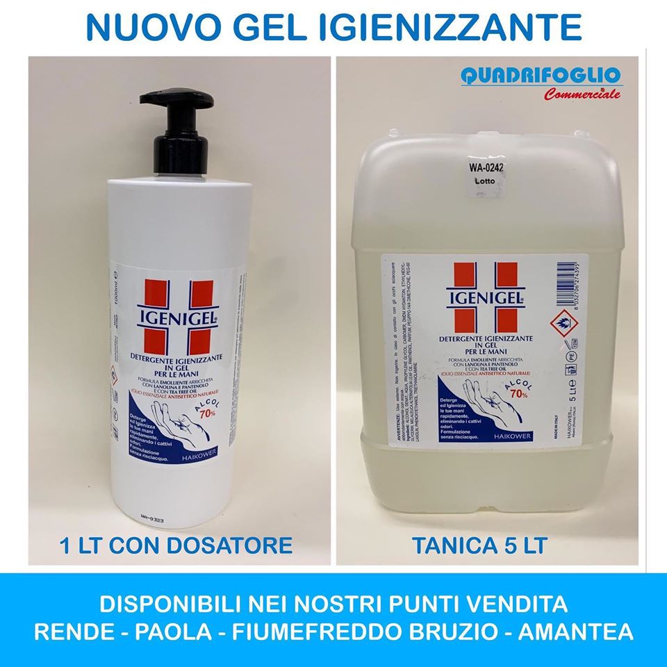 Igienizzanti formato da 1 litri e tanica da 5 litri