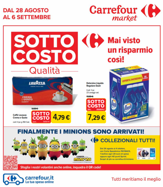 Nuovo volantino Carrefour Market o valido da venerdì 28 Agosto a domenica 6 Settembre 2020