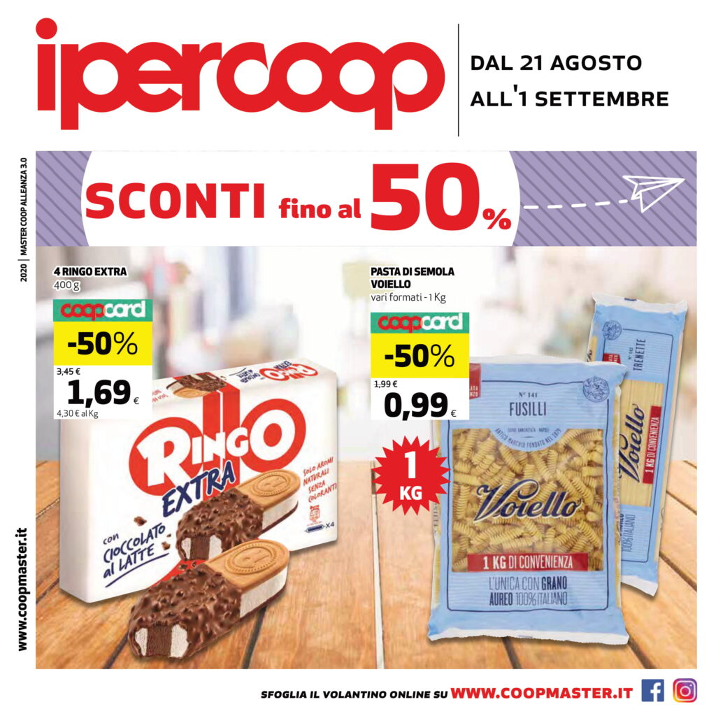 volantino dei supermercati IPERCOOP di Cosenza e provinciadal 21 Agosto al 01 Settembre 2020.