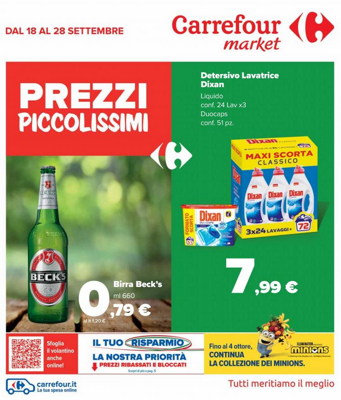 volantino Carrefour market prezzi piccolissimi dal 18 al 28 settembre 2020!