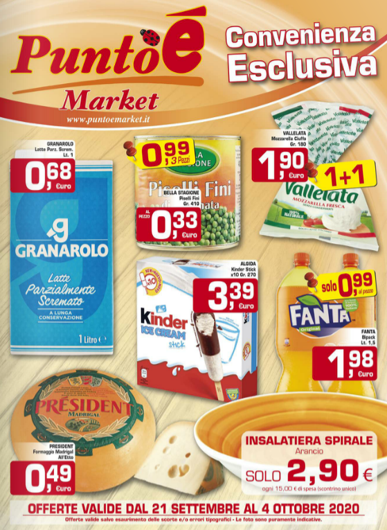 Nuovo volantino Punto è Market da lunedì 21 Settembre a domenica 4 Ottobre 2020.
