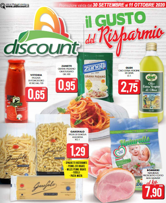 Nuovo volantino Al discount da mercoledì 30 Settembre a domenica 11 Ottobre 2020.