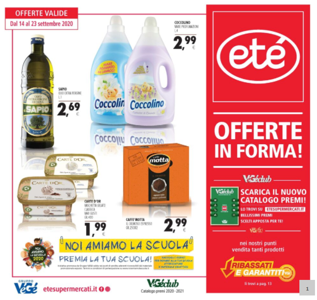 Nuovo volantino Etè con tantissime offerte valide da lunedì 14 fino a mercoledì 23 Settembre 2020.
