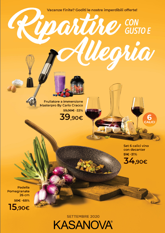 Nuovo volantino dei negozi Kasanova con prodotti per la casa in offerta per tutto il mese di settembre.