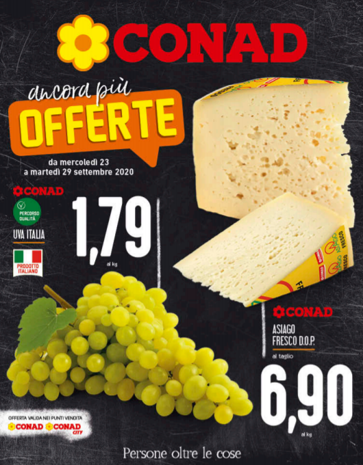 Offerta Integrativa dei supermercati Conad da mercoledì 23 a martedì 29 Settembre 2020.