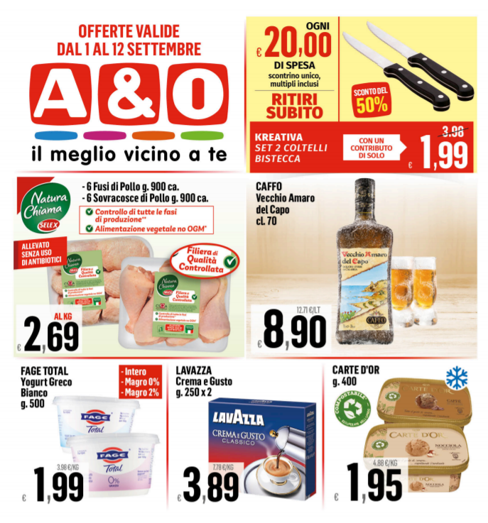 Nuovo volantino A&O con offerte valide da martedì 1 fino a sabato 12 settembre.