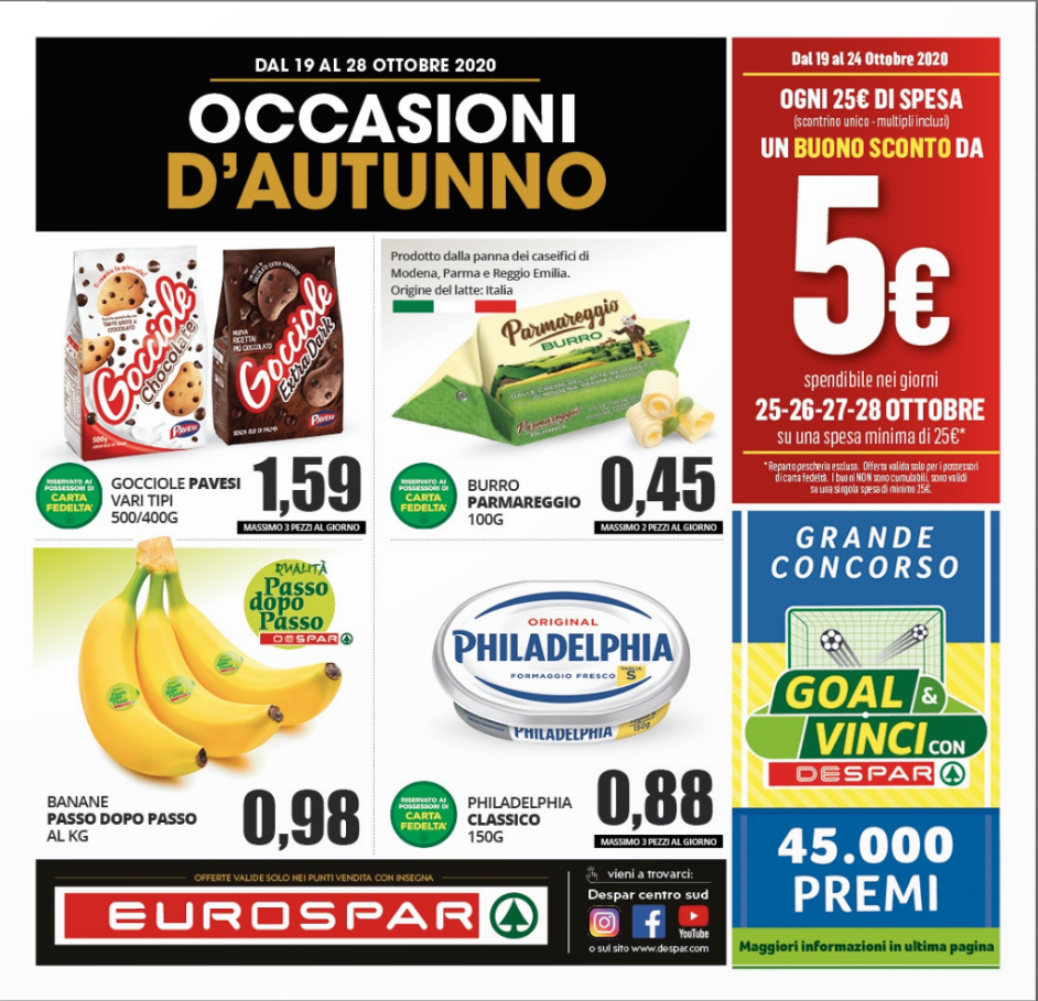 Eurospar Volantino dal 19 al 28 ott 2020
