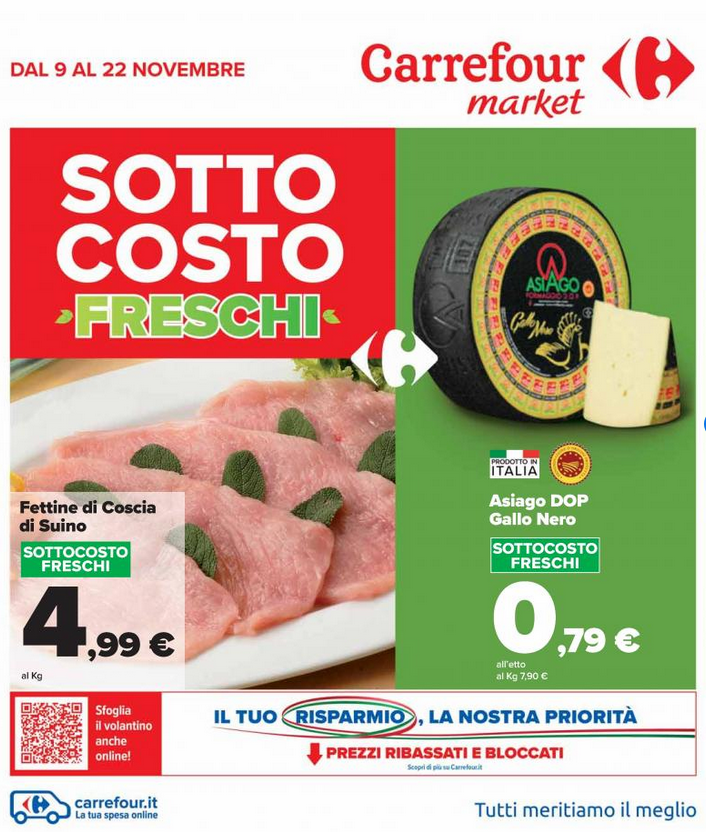 Volantino Carrefour SOTTOCOSTO Valido dal 09 al 22 Novembre 2020