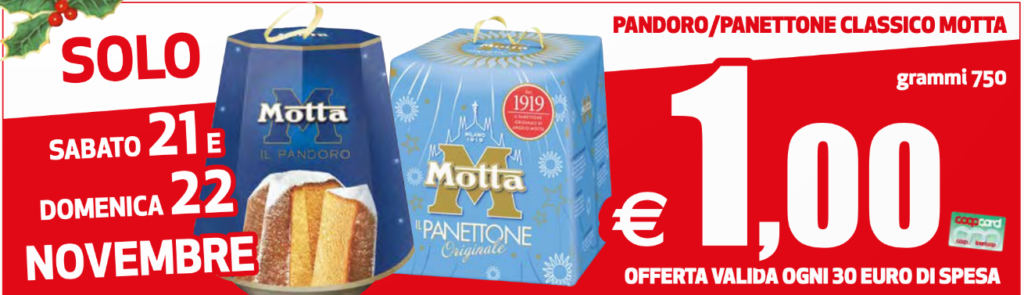 Ipercoop Ogni 30€ Panettone/Pandoro a 1€