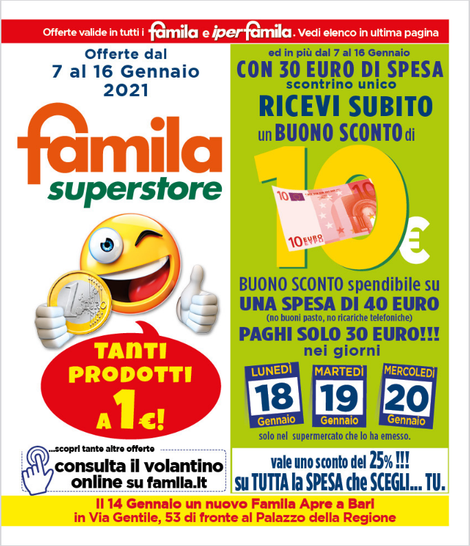 Volantino Famila Tanti prodotti a 1 euro!