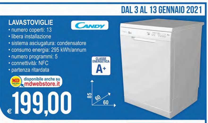 MD Lavastoviglie Candy a 199€