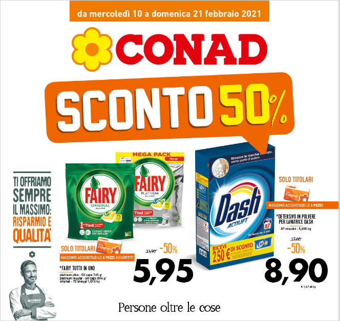 VOLANTINO CONAD SCONTO 50%