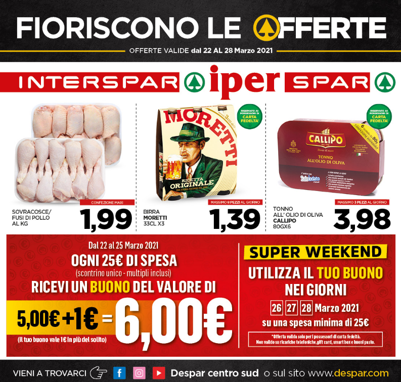 Guarda le offerte del nuovo volantino dei supermercati Interspar e Iperspar valido fino al 28 marzo 2021.