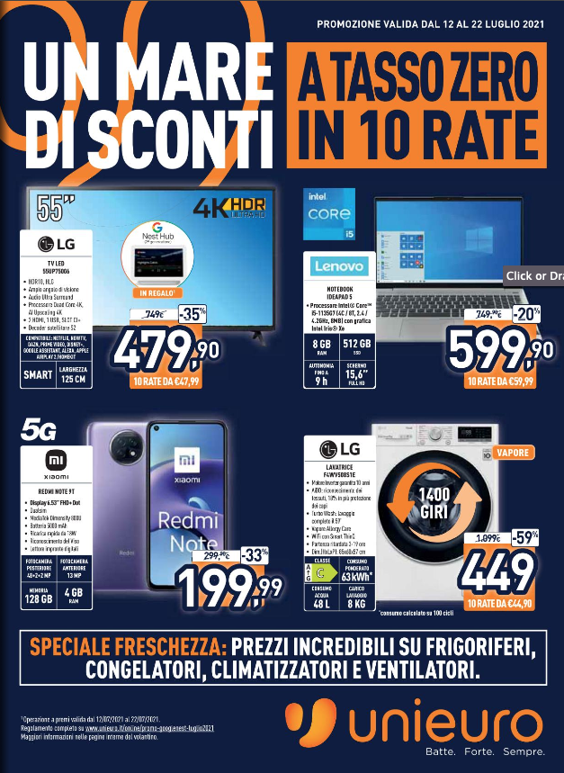 VOLANTINO UNIEURO UN MARE DI SCONTI