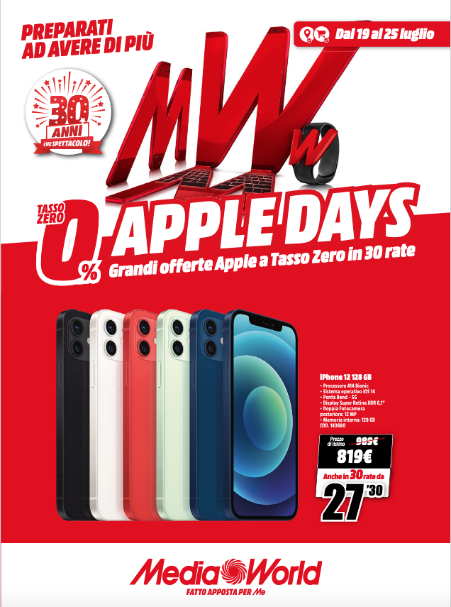 Mediaworld Volantino Apple Days