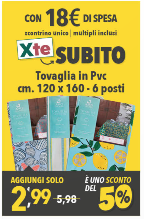 dok Tovaglia 6 posti a 2,99€