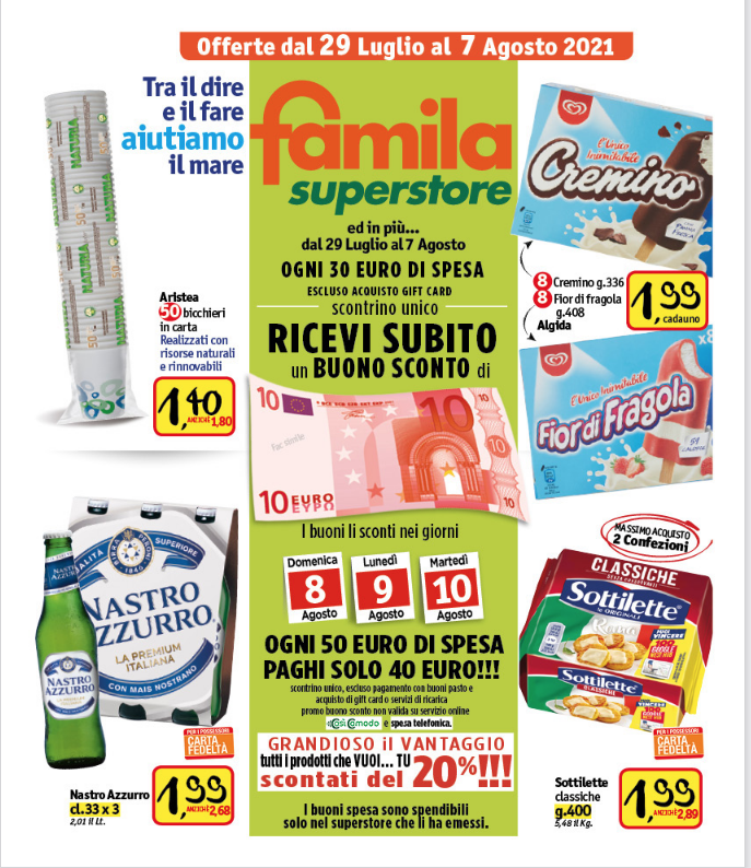 VOLANTINO FAMILA BUONO SCONTO DI 10€
