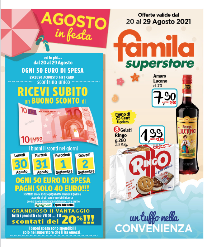 Nuovo Volantino Famila Buono Sconto di 10€