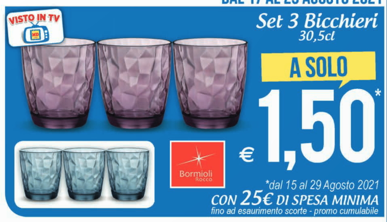 MD Set 3 Bicchieri da 30cl a solo 1,50€