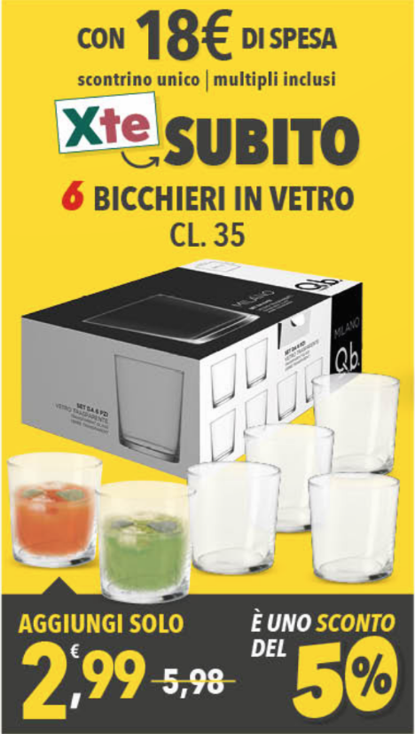 dok 6 Bicchieri in vetro a solo 2,99€