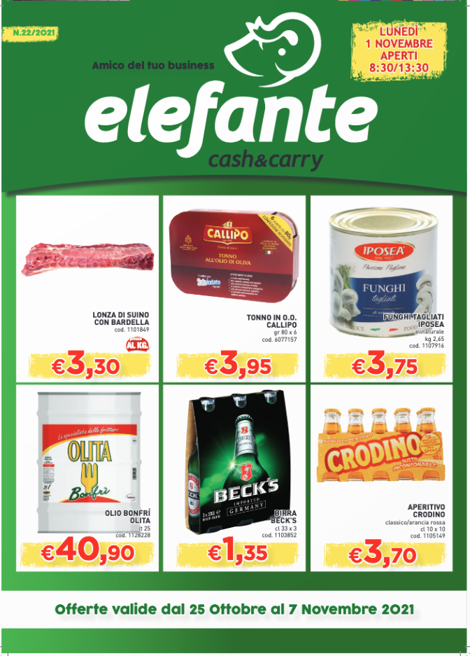 OFFERTE elefante fino al 7 Novembre 2021