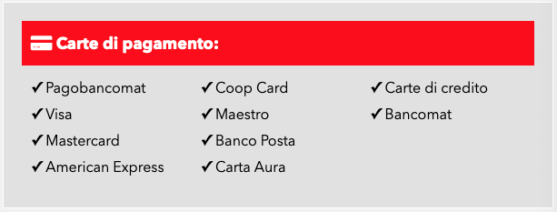 carte di pagamento servizi supermercato COOP di Luzzi via Impennuni